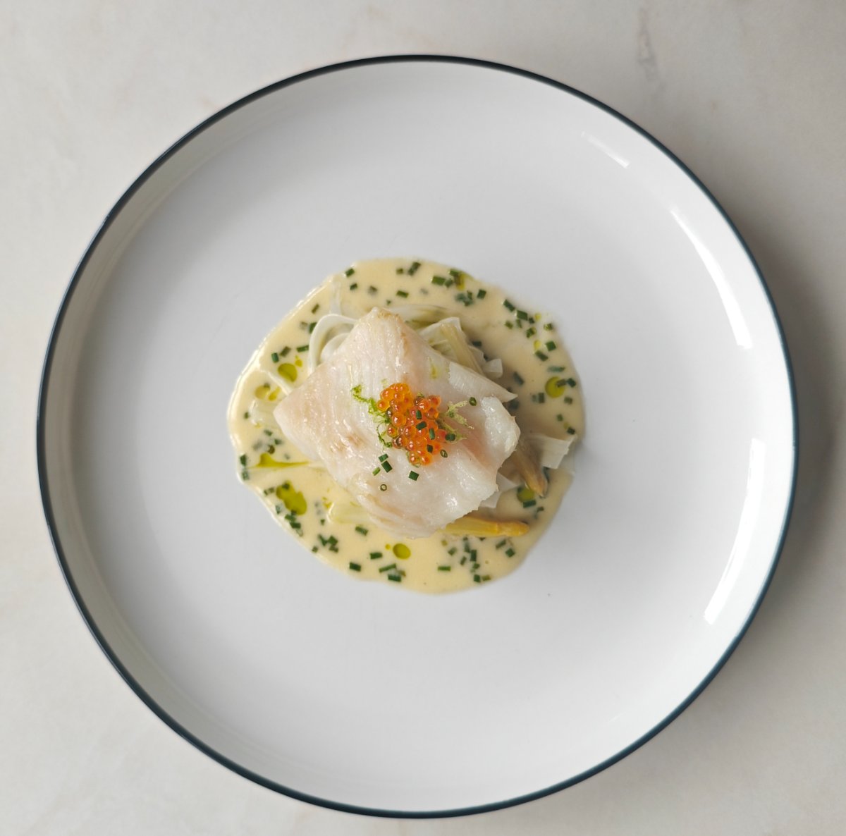 Heilbot met beurre blanc en forelkuit